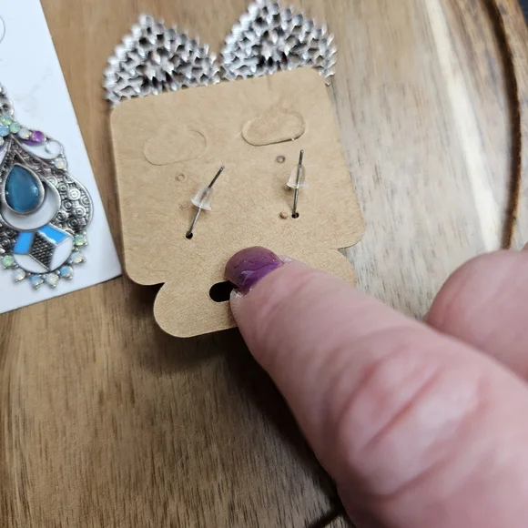 Women's Set of 2 Pairs Pierced Earrings Boho Ethnic Colorful Unique Bohemian New - Picture 6 of 7